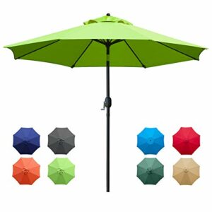 Sunnyglade 9Ft Patio Umbrella Outdoor Table Umbrella with 8 Sturdy Ribs (Grass Green)