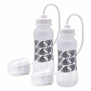 Hands Free Baby Bottle - Anti-Colic Self Feeding Baby Bottle System 9 oz (2 Pack - Elephant)