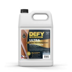 DEFY Ultra Semi Transparent Exterior Wood Stain - Premium Stain & Sealer, Pewter Gray 1 Gallon