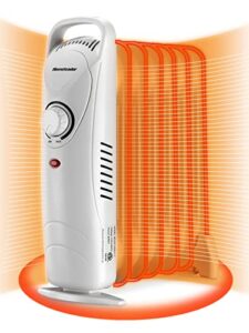 Homeleader Mini Oil Filled Heater, Portable Space Radiant Heater with Adjustable Thermostat, Electric Personal Heater with Overheat Safety, for Home and Office, 700W, White