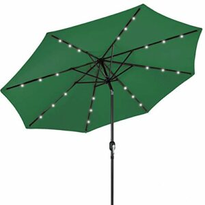 Best Choice Products 10ft Solar Powered Aluminum Polyester LED Lighted Patio Umbrella w/Tilt Adjustment and UV-Resistant Fabric, Green