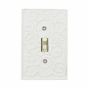 Meriville French Scroll 1 Toggle Wallplate, Single Switch Electrical Cover Plate, Off White