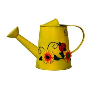 Westcharm Decorative 1 Liter Sunflower & Ladybug Metal Watering Can (Vol: 4 Cups) | Small Yellow Watering Can | Garden Décor Housewarming Gift for Mother Women Friends Gardeners