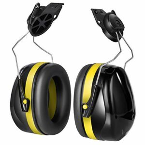 BJKing 004 Cap-mounted Ear muff, NRR 28dB Adjustable Hard Hat Ear Muffs, Comfortable Cap Mounted Hearing Protection, Capmount Earmuffs, Hard Hat Attachment - Yellow