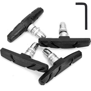GPMTER 2 Pairs Bike Brakes Pads Set, 70mm for Cruiser MTB Mountain Bicycle Universal V-Brake Blocks with Hex Nut and Shims, No Noise No Skid