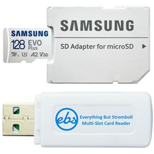 Samsung EVO+ 128GB Micro SD Card for Samsung Phone Works with Galaxy A71 5G, A71, A01, A51 5G Cell Phone Class 10 (MB-MC128KA) Bundle with 1 Everything But Stromboli MicroSDXC & SD Memory Card Reader
