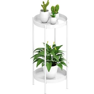 OVICAR Plant Stand Indoor Outdoor - Metal Flower Pot Holder Table Tall Potted Rack Organizer Rustproof Plant Display Shelf for Home Garden Patio Balcony Office Living Room Bathroom Corner (White)