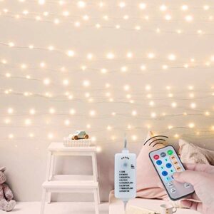 Minetom USB Fairy String Lights with Remote and Power Adapter, 66 Feet 200 Led Firefly Lights for Bedroom Wall Ceiling Christmas Tree Wreath Craft Wedding Party Decoration, Warm White