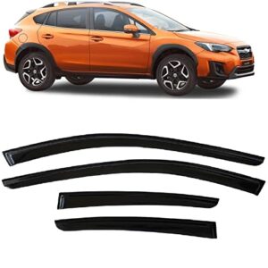 Smoke Black Tinted Tape-On Side Window Vent Visor Deflectors Rain Guards Compatible with Subaru Crosstrek 2018 - 2023 & Compatible with Subaru Impreza Hatchback 2017 - 2023