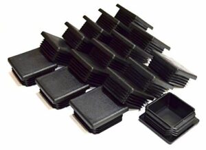 1 3/4 Inch Square Black Plastic End Cap (for Hole Side Size from 1 1/2 to 1 11/16, Including 1 5/8 inches), Cover for Fence Post, Furniture Finishing Plug (Black, 4pcs)