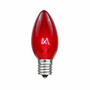 Novelty Lights 25 Pack C9 Outdoor Christmas Replacement Bulbs, Red, E17/C9 Intermediate Base, 7 Watt