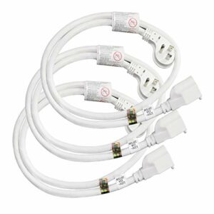 FIRMERST 1875W Flat Plug Extension Cord 3 Feet, 14 AWG 3 Prong Grounded, White