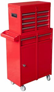 Torin Rolling Garage Workshop Organizer Detachable 4 Drawer Tool Chest with Large Storage Cabinet and Adjustable Shelf, Red