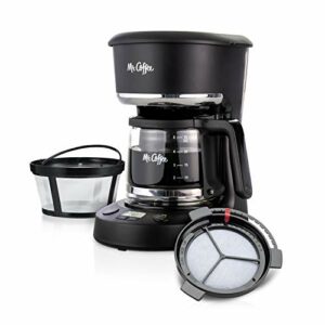 Mr. Coffee Coffee Maker, Programmable Coffee Machine with Auto Pause and Glass Carafe, 5 Cups, Black