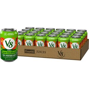 V8 Low Sodium Original 100% Vegetable Juice, Vegetable Blend with Tomato Juice, 11.5 FL OZ Can (Pack of 24)