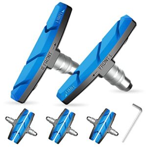 Bike Brake Pads Set, Alritz 6 PCS Road Mountain Bicycle V-Brake Blocks Shoes with Hex Nut and Shims, No Noise No Skid, 70mm, for Front and Back Wheel (Blue)