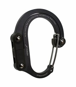 HEROCLIP Carabiner Clip and Hook (Small) for Purse, Stroller, and Backpack, Stealth Black