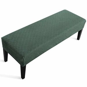 Fuloon Stretch Jacquard Dining Bench Cover - Anti-Dust Removable Bench Slipcover Washable Bench Seat Protector Cover for Living Room, Bedroom, Kitchen (Dark Green)