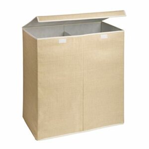Honey-Can-Do Large Dual Laundry Hamper with Lid, Natural Resin