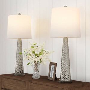 Table Lamps  Set of 2 Contemporary Hammered-Look Glass for Bedroom, Living Room, Office with Energy-Efficient LED Bulbs by Lavish Home