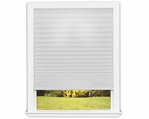 Redi Shade No Tools Easy Lift Trim-at-Home Cordless Pleated Light Filtering Fabric Shade White, 30 in x 64 in, (Fits windows 19 in - 30 in)