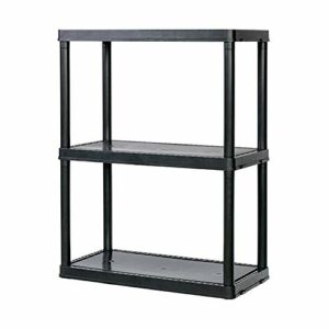 Gracious Living 3 Shelf Fixed Height Solid Light Duty Storage Unit 12 x 24 x 33 Organizer System for Home, Garage, Basement, and Laundry, Black
