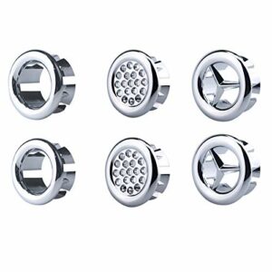 SuperMore 6 Pack Vanity Sink Overflow Cover Basin Sink Ceramic Bathroom Vessel Kitchen Basin Trim Remplacement Round Caps Insert in Hole (Silver ABS plastic)