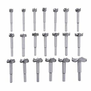 20Pcs Forstner Drill Bits, Rocaris Tungsten Steel Woodworking Hole Saw Set, Wood Cutter Auger Opener Round Shank Drilling Cutting Tool (14mm-50mm)