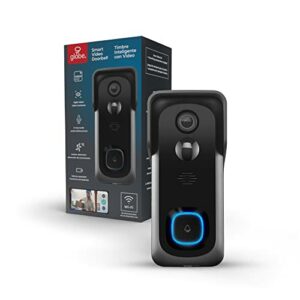 Globe Electric 50138 Wi-Fi Smart Video Doorbell, Battery Operated, Batteries Included, No Hub Required, IP54 Rated, 1080p, Motion Detection, 2-Way Voice, Night Vision, Black
