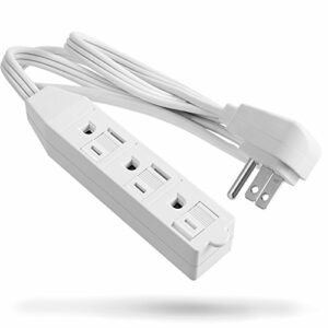 FosPower 1625W 3 Outlet Power Strip Extension Cord with Multiple Outlet, Grounded Wall Outlet Extender with 3FT Outlet Strip and 90 Degree AC Flat Plug Adapter, ETL Listed - White
