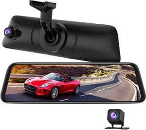 AUTO-VOX V5PRO OEM Look Rear View Mirror Camera with Neat Wiring, No Glare Mirror Dash Cam Font and Rear, 9.35'' Full Laminated Ultrathin Touch Screen, Dual 1080P Super Night Vision Car Backup Camera