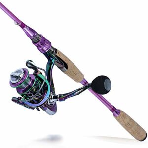 Sougayilang Fishing Rod Reel Combo，Carbon Fiber Protable Spinning Fishing Pole and Colorful Spinning Reel for Travel 4 Pieces Freshwater-6.9FT