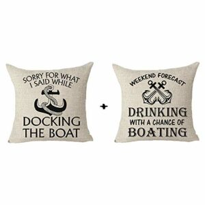 Pack of 2 Weekend Forecast Drinking with A Chance of Boating Sorry for What I Said While Docking The Boat Anchor Throw Pillow Cover Cushion Case Cotton Linen Material Decorative 18