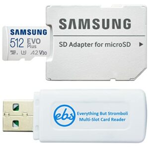 Samsung EVO+ 512GB Micro SD Card for Samsung Phone Works with Galaxy A71 5G, A71, A01, A51 5G Cell Phone Class 10 (MB-MC512KA) Bundle with 1 Everything But Stromboli MicroSDXC & SD Memory Card Reader