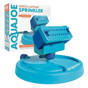 Aqua Joe AJ-OSPR20 20-Nozzle Max Coverage Adjustable Gear Driven Oscillating Sprinkler on Sled Base, Blue