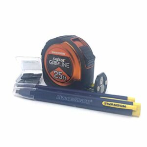 Swanson Tool Co Value Pack featuring a 25 Ft Gripline Tape Measure and a Mechanical Pencil with Replacement Tips (SVGL25M1/CP216)