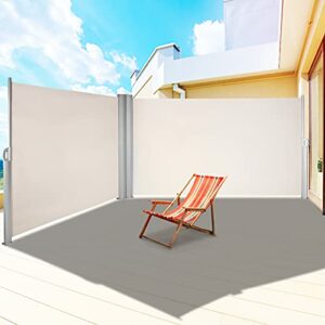 VEVOR Beige Retractable Side Awning-Rugged 71x236'' Full Aluminum Rust-Proof Side Awning Patio Sunshine Privacy Divider Wind Screen. Longer Service Life, Suitable for Courtyard, Roof Terraces Pools