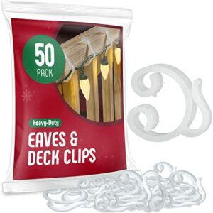 Holiday Light Clips [Set of 50] Deck light Clips - Fascia Boards Clips, Banister light clips - Mount to Decks, Roof Eaves, Fence, And Staircases. Christmas light clips - Made In USA No Tools Required