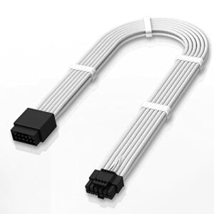 EZDIY-FAB GPU Power Sleeved Cable Extension, 16pin(12+4) 12VHPWR PCIe 5.0 Connector Male to Female for RTX 3090Ti 4080 4090, with Cable Combs-16AWG/White