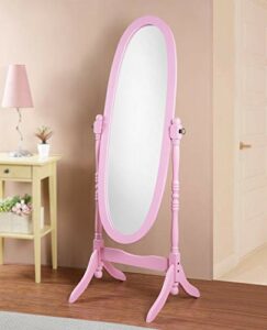 Roundhill Furniture Queen Anna Style Floor Cheval Mirror, Pink