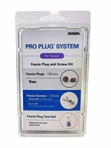 Pro Plug System for Fascia Plug & Screw Kit - Trex Wood Grain White Fascia Plugs & Stainless Steel Screws- 9 x 1-7/8