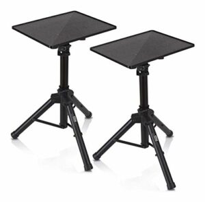 Universal Laptop Projector Tripod Stand - 2 Pcs Computer, Book, DJ Equipment Holder Mount Height Adjustable Up to 35 Inches w/ 14'' x 11'' Plate Size - Perfect for Stage or Studio Use - Pyle PLPTS2X2