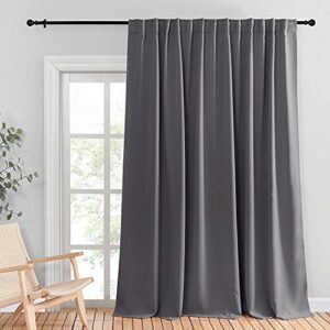NICETOWN Patio Sliding Glass Door Curtain, Wide Blackout Curtains, Keep Warm Draperies, Grey Sliding Door Drapes for Closet Bedroom Office Sunroom Backdrop (Gray, 100 inches W x 95 inches L, 1 Panel)