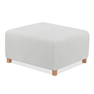 TAOCOCO Ottoman Cover Rectangular Storage Ottoman Slipcover Stretch Footrest Stool Covers Furniture Protectors Spandex Jacquard Fabric with Elastic Band Off White