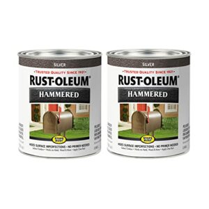Rust-Oleum 7213502-2PK Stops Rust Hammered Finish Paint, Quart, Silver, 2 Pack