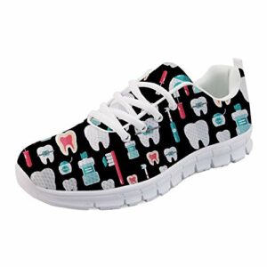 HUGS IDEA Women's Athletic Running Shoes Dentist Doctor Design Fashion Lightweight Athletic Lace-up Sport Tennis Sneakers