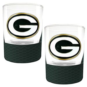 Great American Products Green Bay Packers 2-Pack 14oz. Rocks Glass Set with Silcone Grip