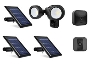 Wasserstein Bundle - Blink 3-Pack Black Solar Panel & Black 3-in-1 Floodlight, Charger and Mount Compatible with Blink Outdoor & Blink XT2/XT ONLY