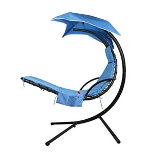 Outdoor Hanging Lounge Chair Replacement Cushion Cover and Umbrella Fabric, Made for Patio Curved Chaise Hammock Floating Swing Chair Pads, Waterproof Soft Fabric (Cushion Not Included), Blue