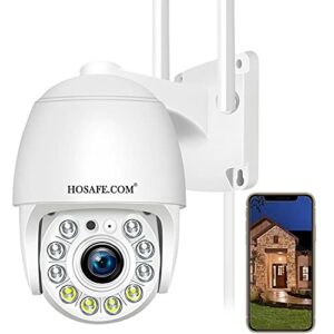 Security Camera Outdoor, Hosafe WiFi IP Camera Home Security System, Floodlight AI Motion Detection, Pan Tilt Auto Tracking, Two Way Audio, Color Night Vision, Waterproof Video Surveillance Camera